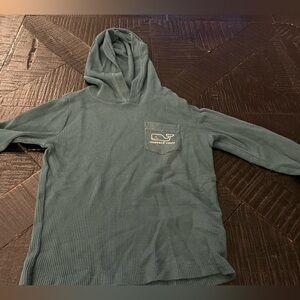 Vineyard Vines Boy’s Green Hooded Logo Waffle Shirt Size 4T EUC
